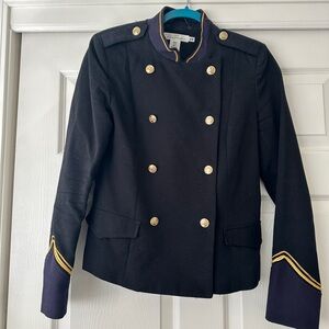 Black Military Style Jacket with Gold Accents